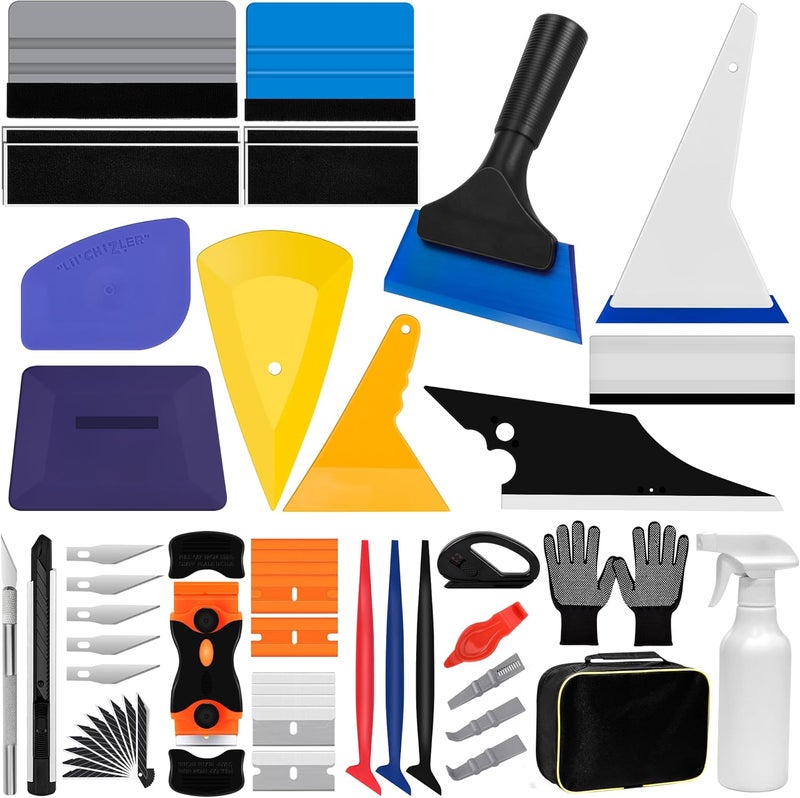 GETLMUL 30 Pcs Car Window Tint Tools Kit - Professional Vinyl Wrap & Window Film Installation Set with Felt Squeegee, Micro Squeegee, Utility Knife, Spray Bottle for Automotive Glass Tinting & Privacy Film - Image 1